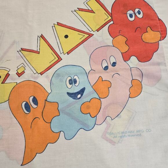 Vintage Pac-Man Single Standard Pillowcase Bally Midway Dan River Made in USA - Picture 4 of 12